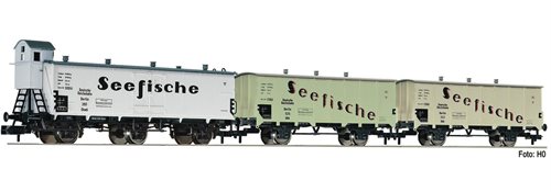 Fleischmann 881810 3-teiliges Kühlwagen-Set „Seefische“ der DRG, Epoche III