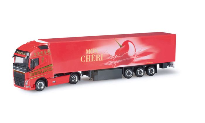 Herpa 303514 VOLVO FH GL XL KÜHLKOFFER-SATTELZUG "GESUKO / MON CHERÍ"