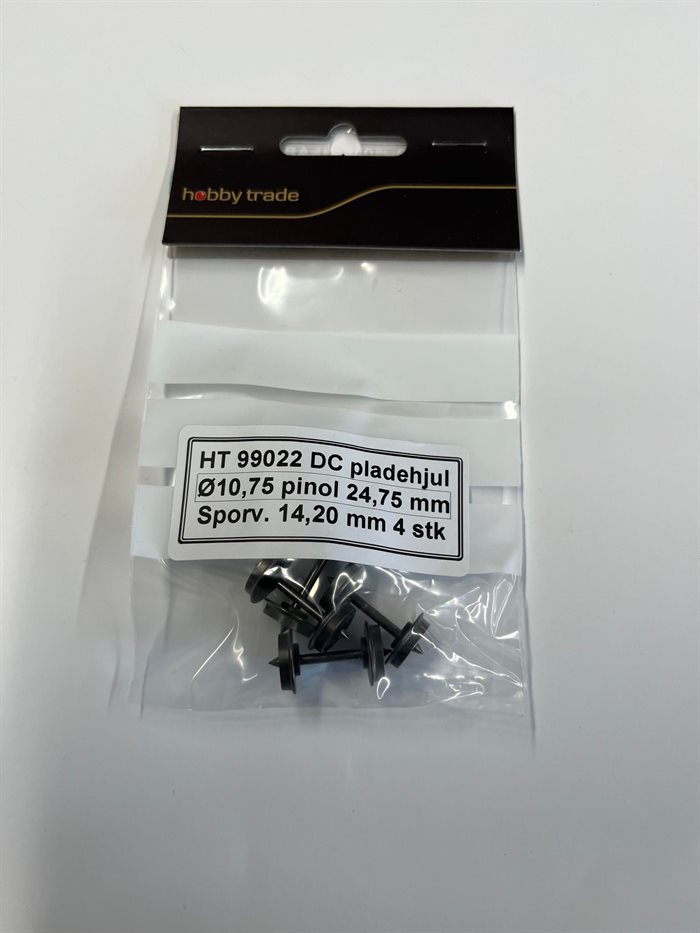 Hobbytrade 99022-4 DC-Plattenrad Ø 10,75 Pinole 24,75 mm Spurweite 14,2 mm, 4 Stk