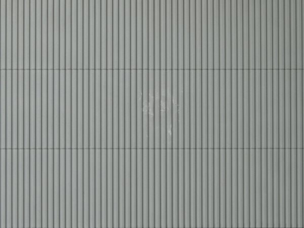 Auhagen 52433 Dekorplatte, Kunststoff, Trapezplatte für Wand und Dach, grau, Größe 100 x 200 mm H0/TT