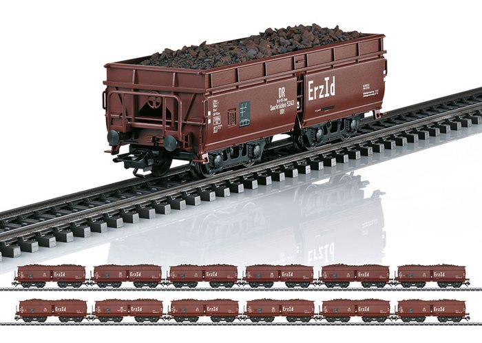 Märklin 00722 24 Selbstholzwagen im Set, Erz, Id mit unterschiedlichen Beschriftungsnummern. Ep III, H0