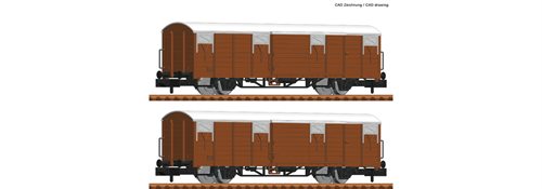 Fleischmann 826210 Doppelset mit gedeckten Güterwagen der DR, Epoche IV