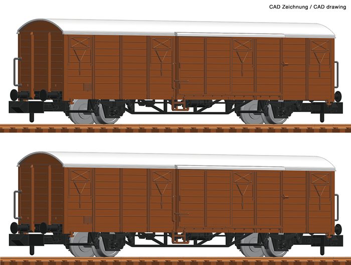 Fleischmann 826213 Doppelset gedeckter Güterwagen der DB, Ep. V