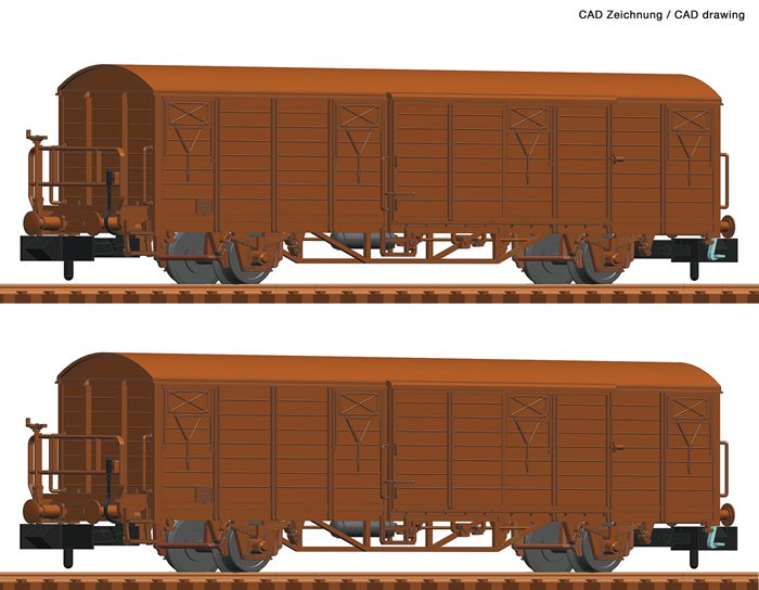 Fleischmann 826214 Doppelset mit gedeckten Güterwagen der DR, Epoche I