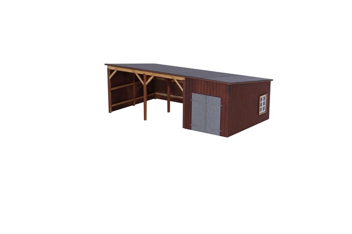 Hobbytrade 87305 Carport mit zwei Einfahrten und Werkstatt, H0