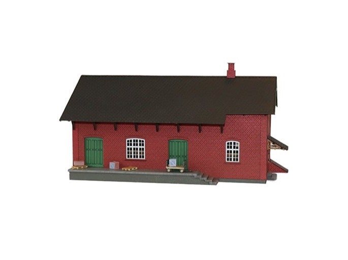 Hobbytrade 87245 Lagerhalle aus rotem Stein, Laserschnitt, H0