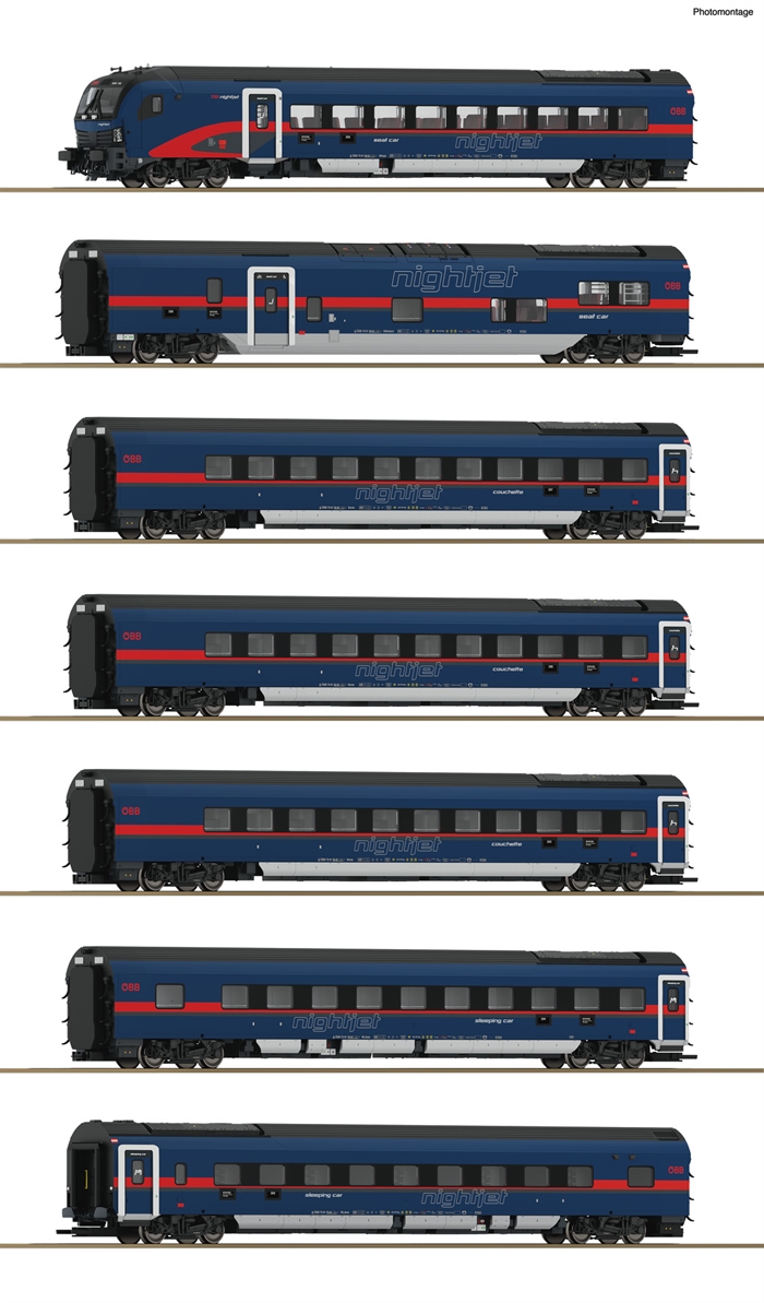 Roco 5520004 7-teiliges Set: Nightjet, ÖBB, Ep. VI, AC, H0 KOMMT NEU 2024