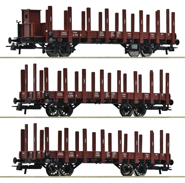 Roco 6600041 3-teiliges Set: Rohrbahnwagen, DRG Gelenkwagen mit Doppeltasche T3000e, EUROWAGON, Epoche II, KOMMT NEU 2024