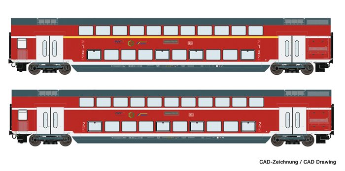 Roco 74149 2-tlg. Set: Doppelstockwagen, DB AG, ep VI, AC,  H0 