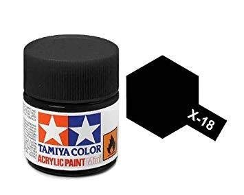 Tamiya 81518 Acrylfarbe, X-18, seidenmatt schwarz, 10 ml