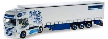 Herpa 914574  Scania R Topline Gardinenplanen-Sattelzug "Brno HP Transped S.R.O."