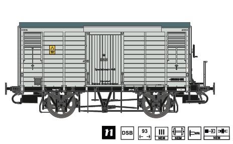 Dekas DK-872114 DSB-Sonderwagen 468, Bahnsteig und Warnschilder, Spornrad, ca. 1958-1966