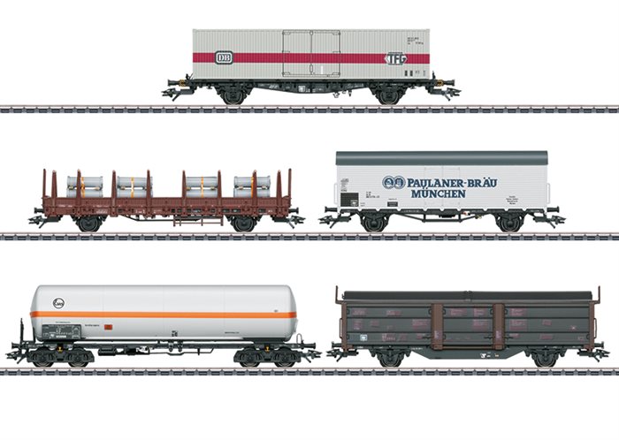 Märklin 47370 5-teiliges Güterwagenset, passend zur Lokomotive BR 194 der DB, Ep. IV