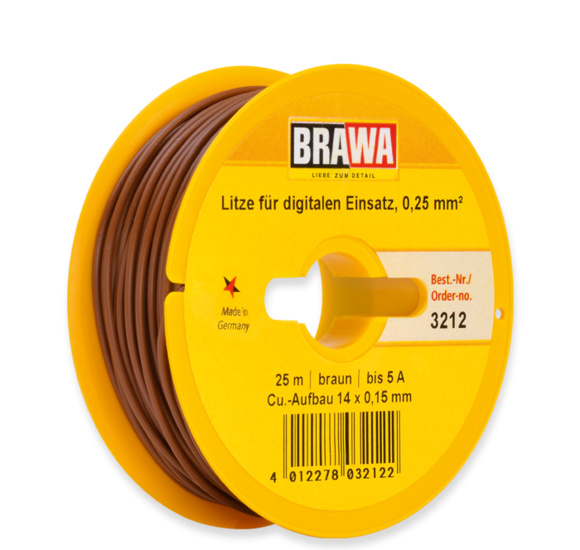 Brawa 3212 0,25 mm2 Draht, braun, 25 m Spule