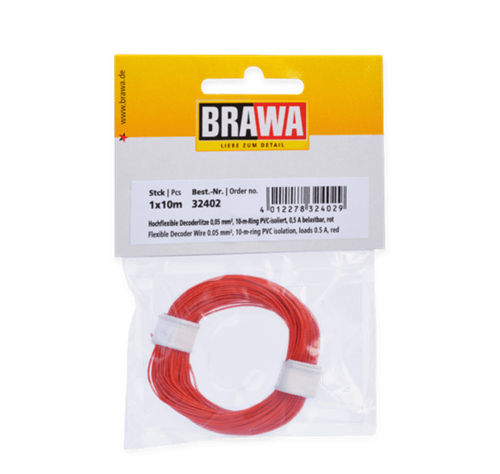 Brawa 32402 Draht, 0,05 mm2, 10 m, rot