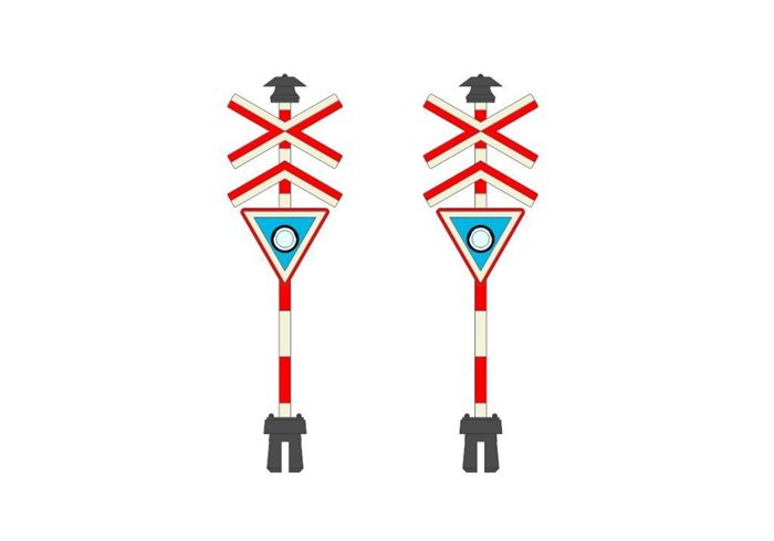 Dekas E106 2 Stk. Kreuzungssignal mit Kreuzung für mehrere Gleise mit Klingel