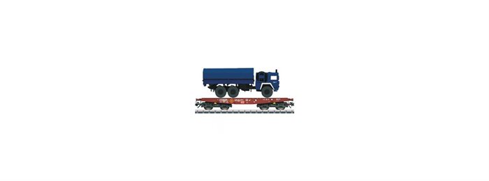 Märklin 48718-01 Flachwagen mit MAN LKW 7t, THW, DB AG